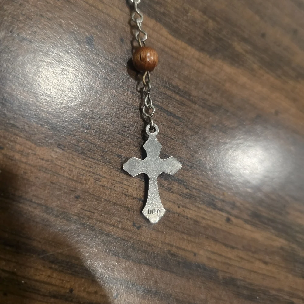 Italy Wood Bead Rosary Bracelet Pope John Paul II